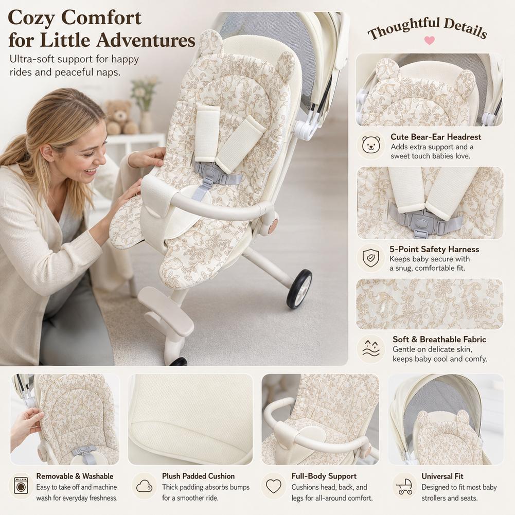 Infant Car Seat Cover - Baby Stroller Seat Cushion Soft Mattress